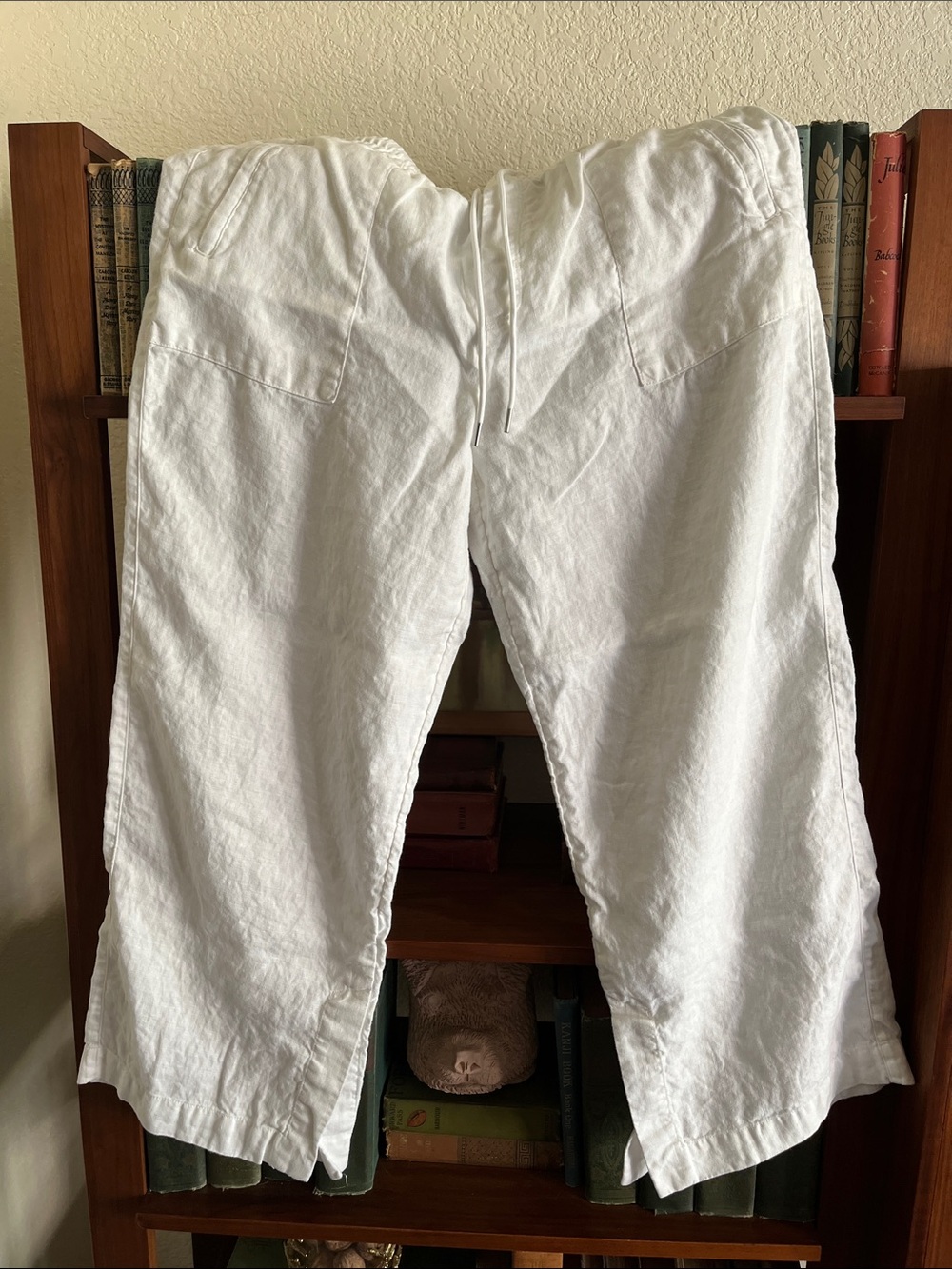Athleta White Wide-Leg Linen Blend Pants